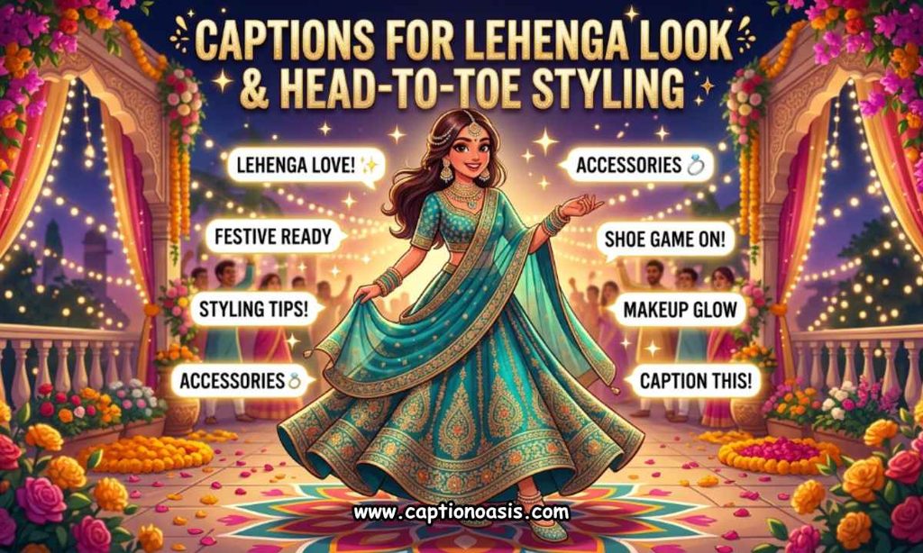 Captions for Lehenga Look & Head-to-Toe Styling