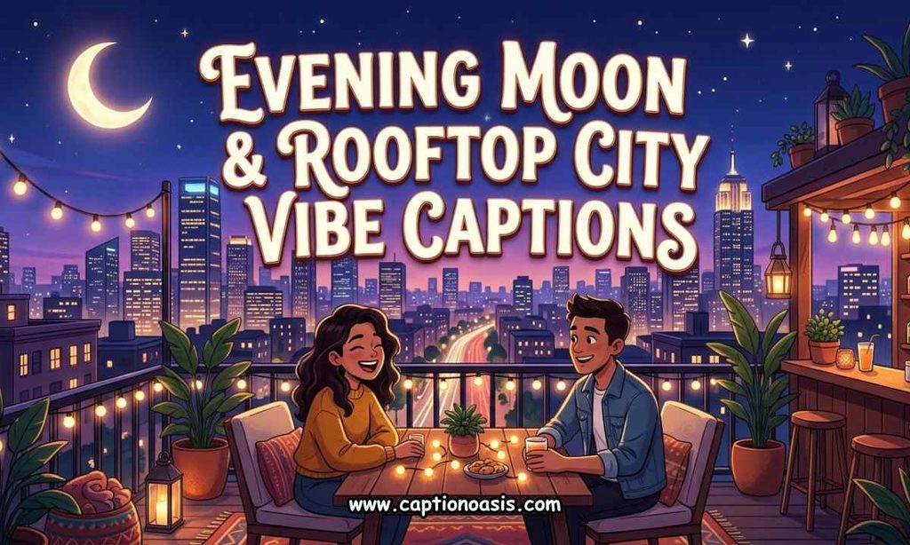Evening Moon & Rooftop City Vibe Captions