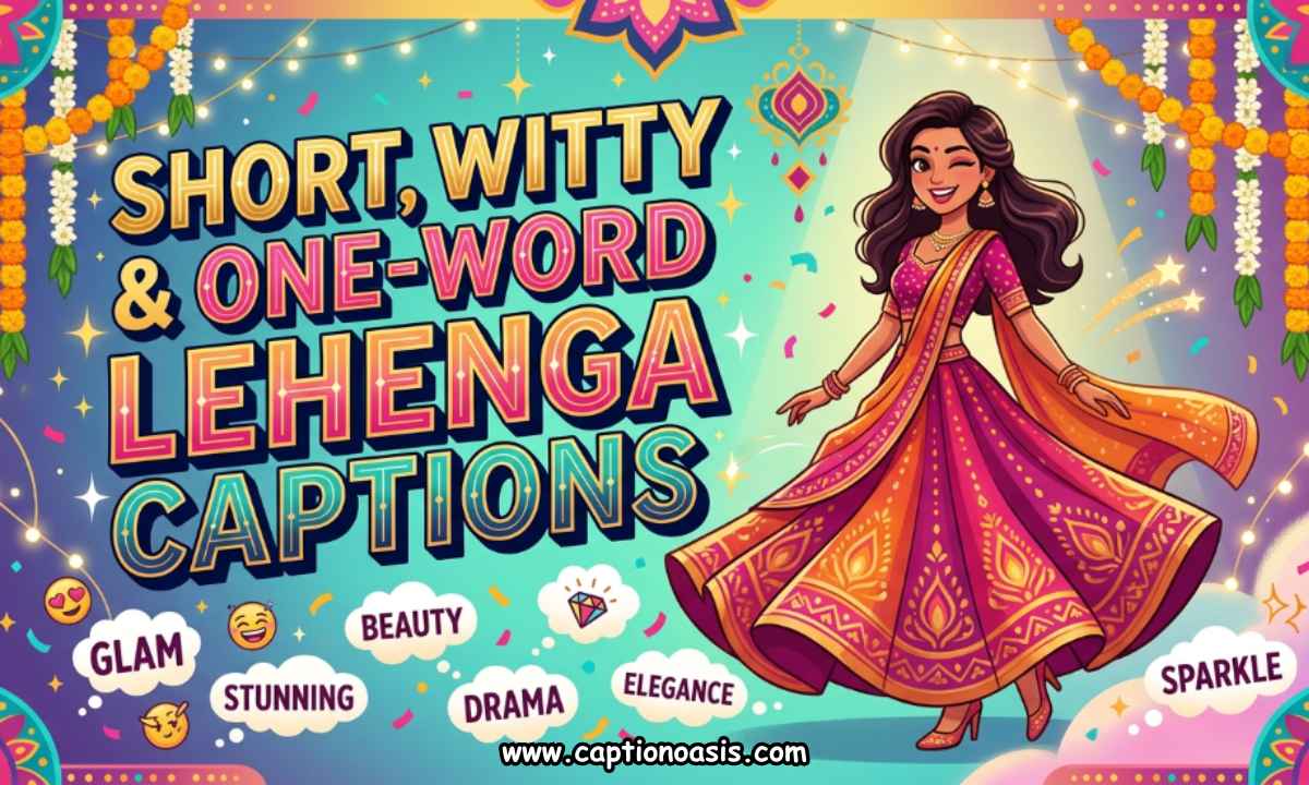 Short, Witty & One-Word Lehenga Captions
