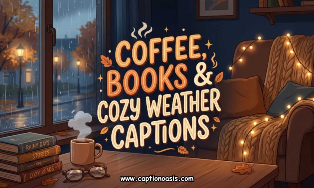 Coffee, Books & Cozy Weather Captions