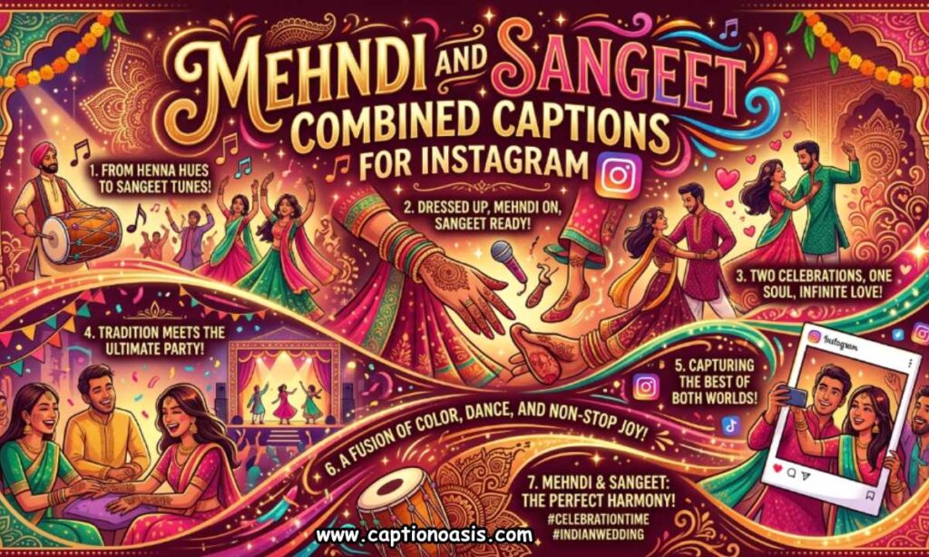 Mehndi and Sangeet Combined Captions for Instagram