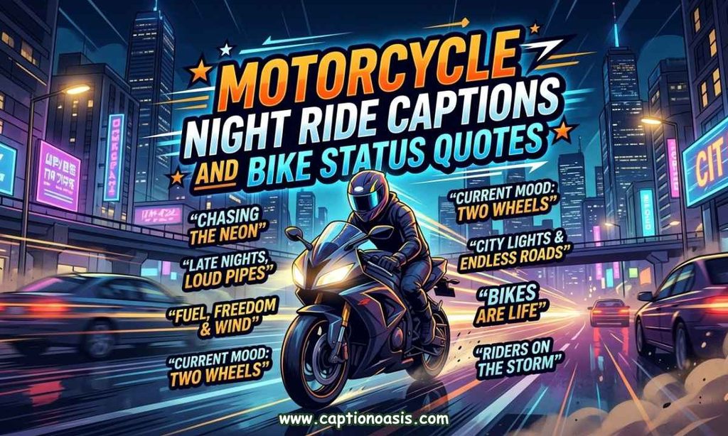 Motorcycle Night Ride Captions and Bike Status Quotes